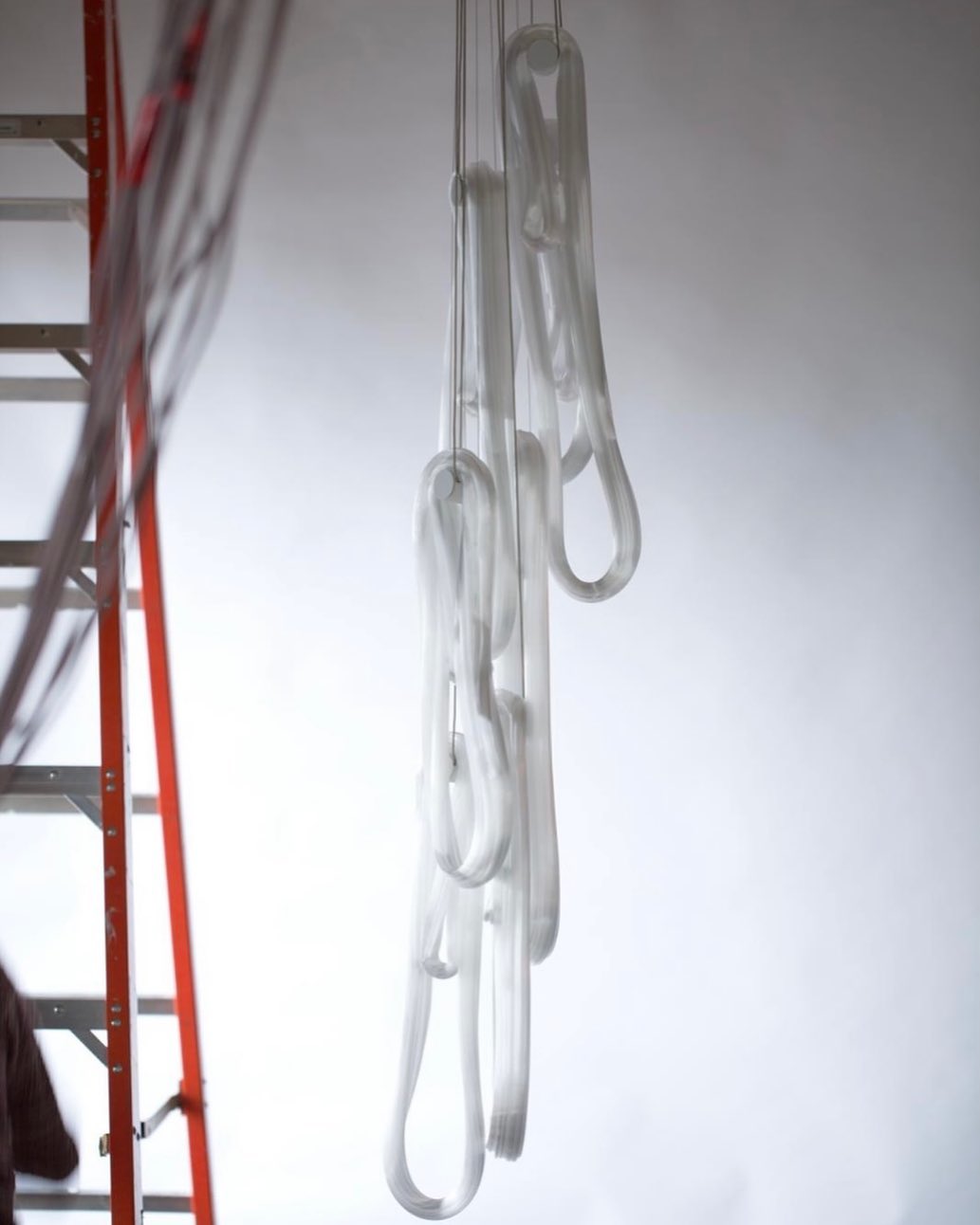 Pearlescent Glass Filament Chandelier – Modern Designer Pendant Light