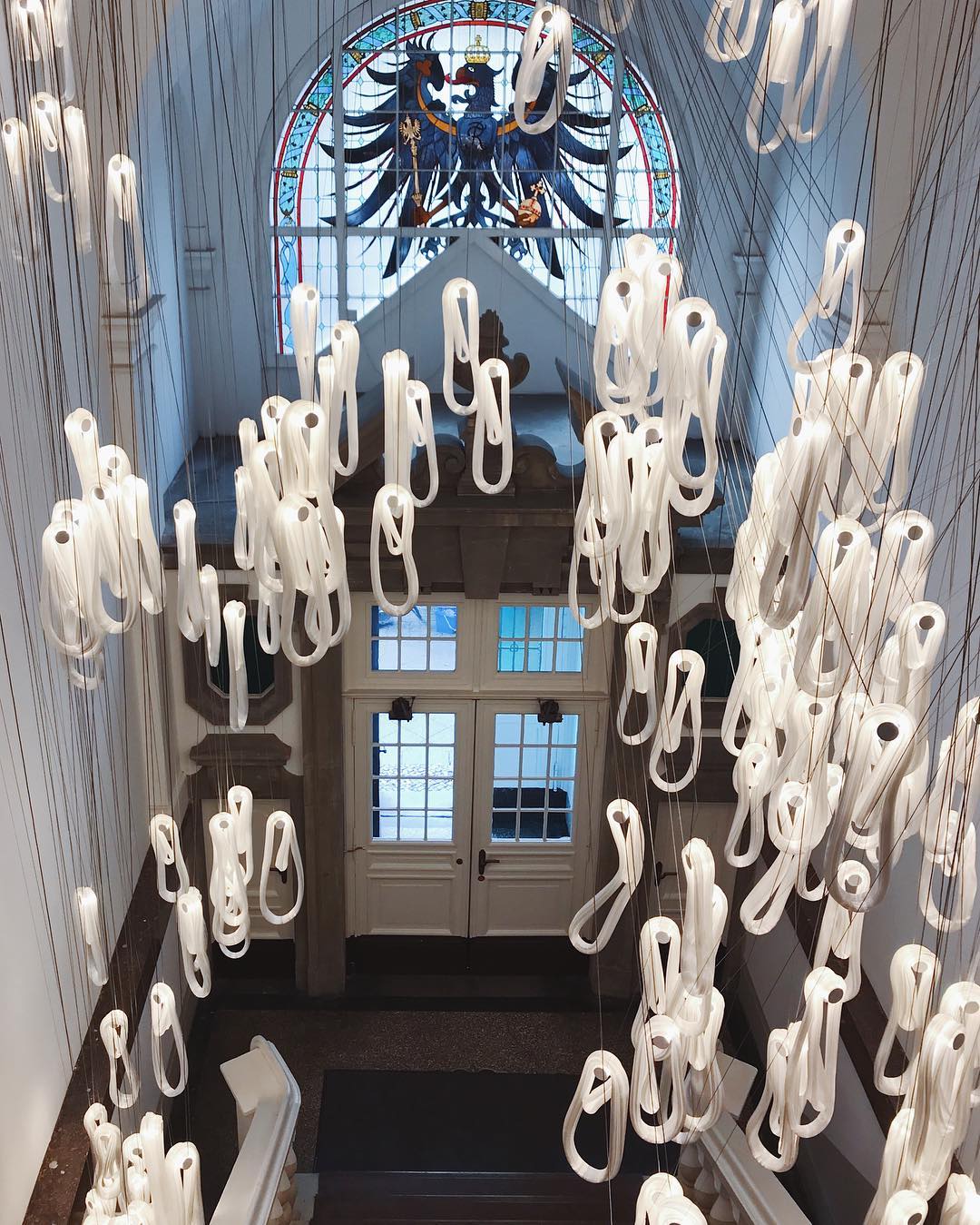 Pearlescent Glass Filament Chandelier – Modern Designer Pendant Light