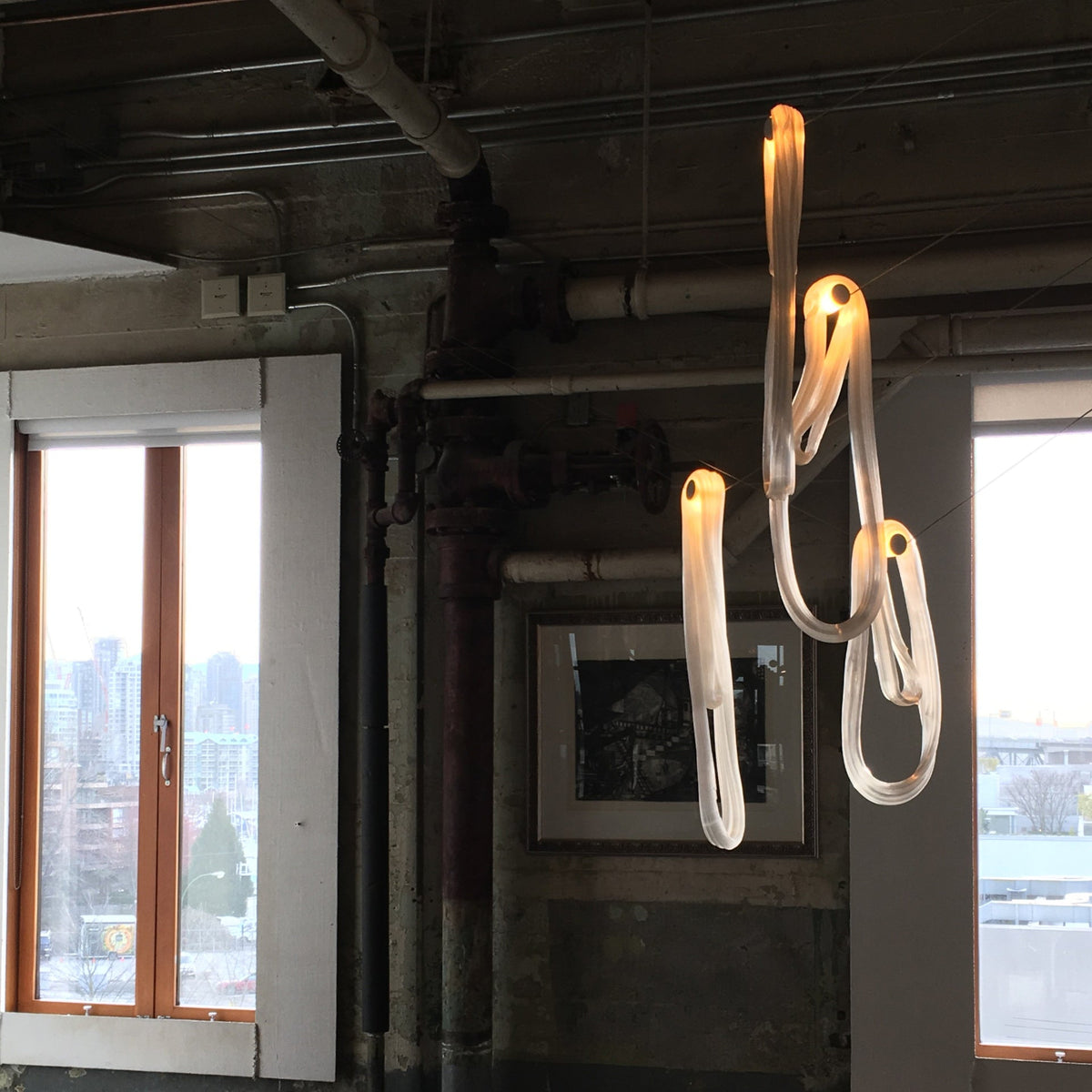 Pearlescent Glass Filament Chandelier – Modern Designer Pendant Light