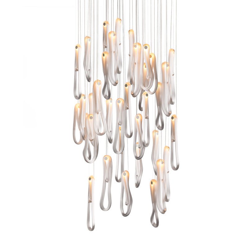 Pearlescent Glass Filament Chandelier – Modern Designer Pendant Light