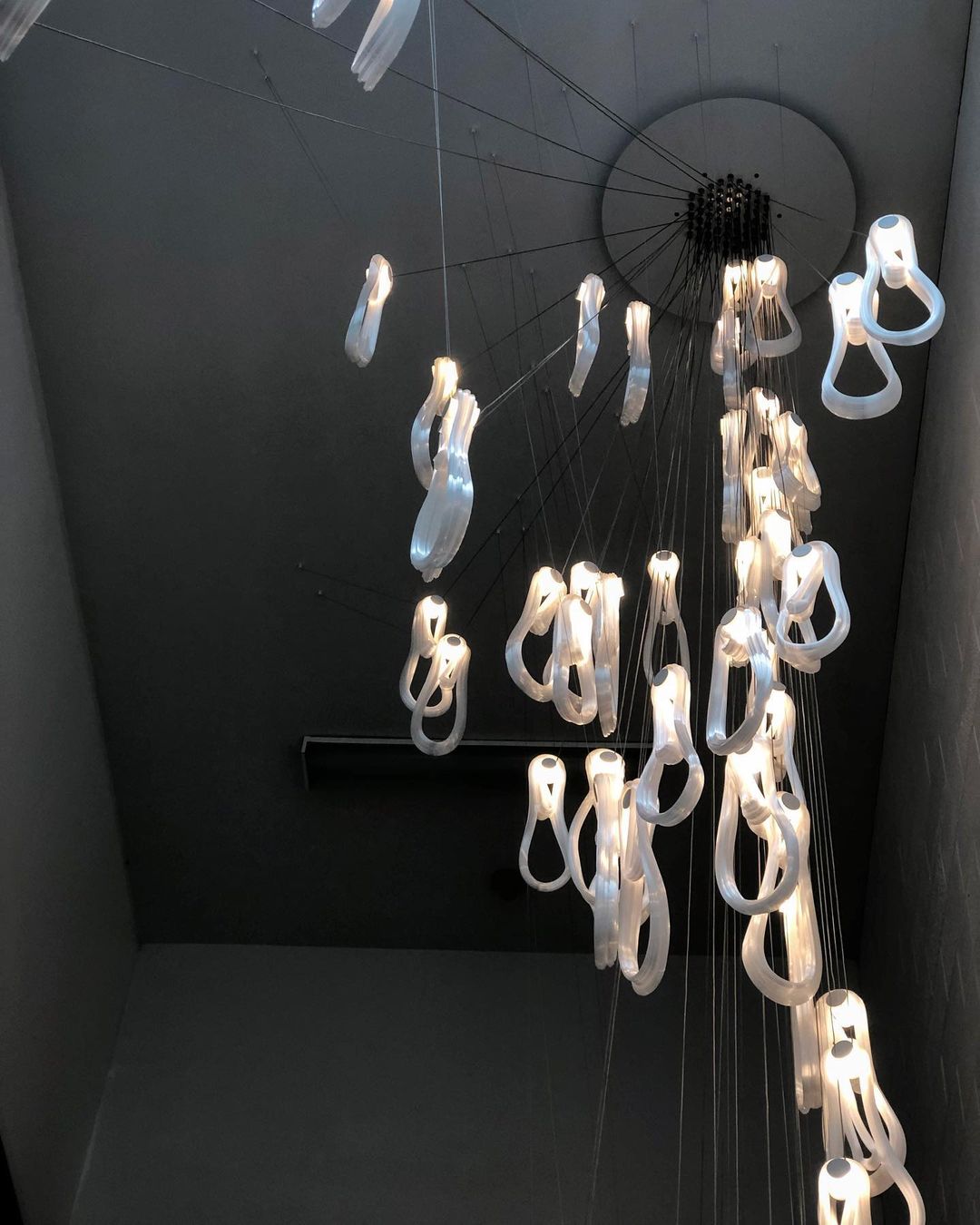 Pearlescent Glass Filament Chandelier – Modern Designer Pendant Light