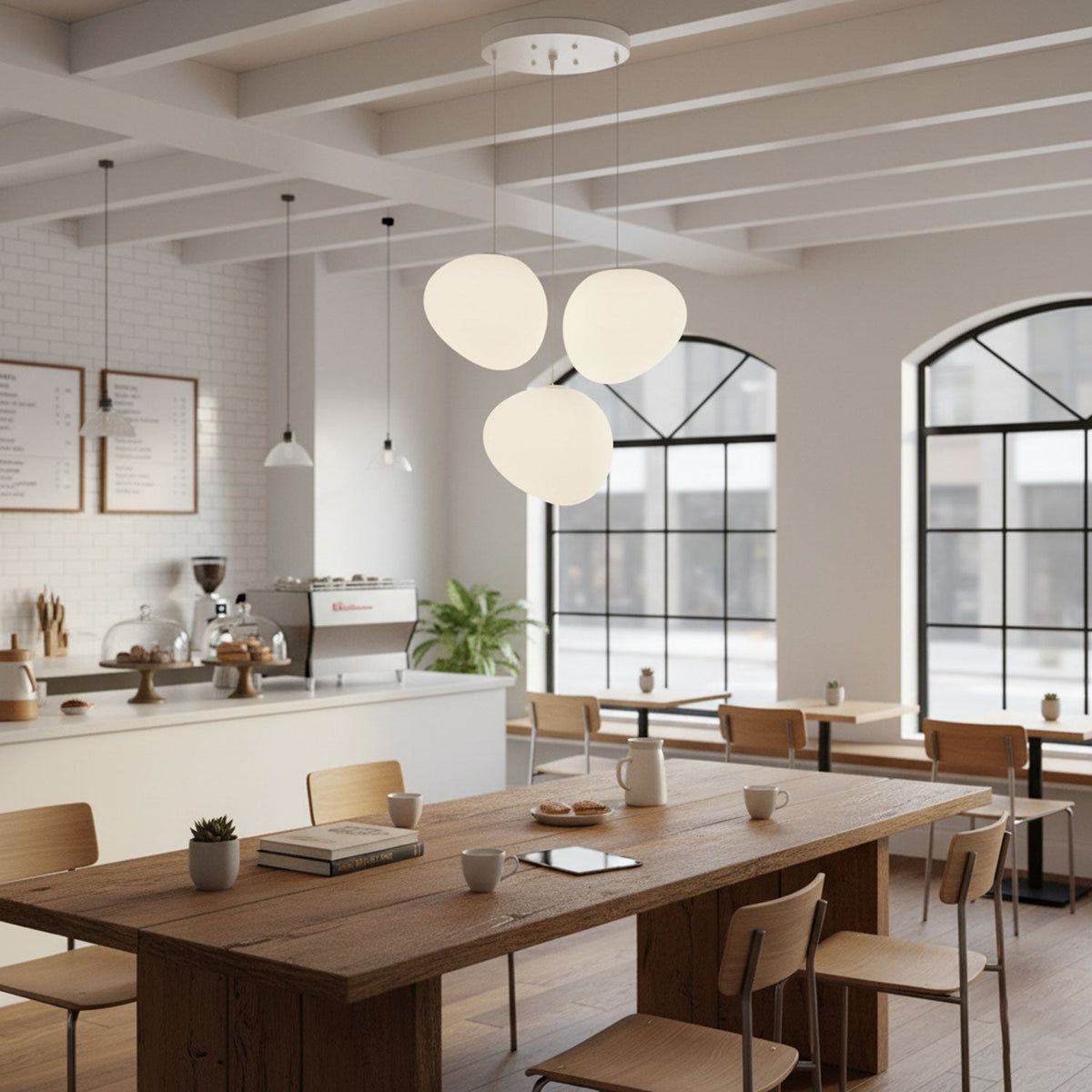 Pebble Glow LED Pendant Light – Sculptural Glass Chandelier for Dining & Living