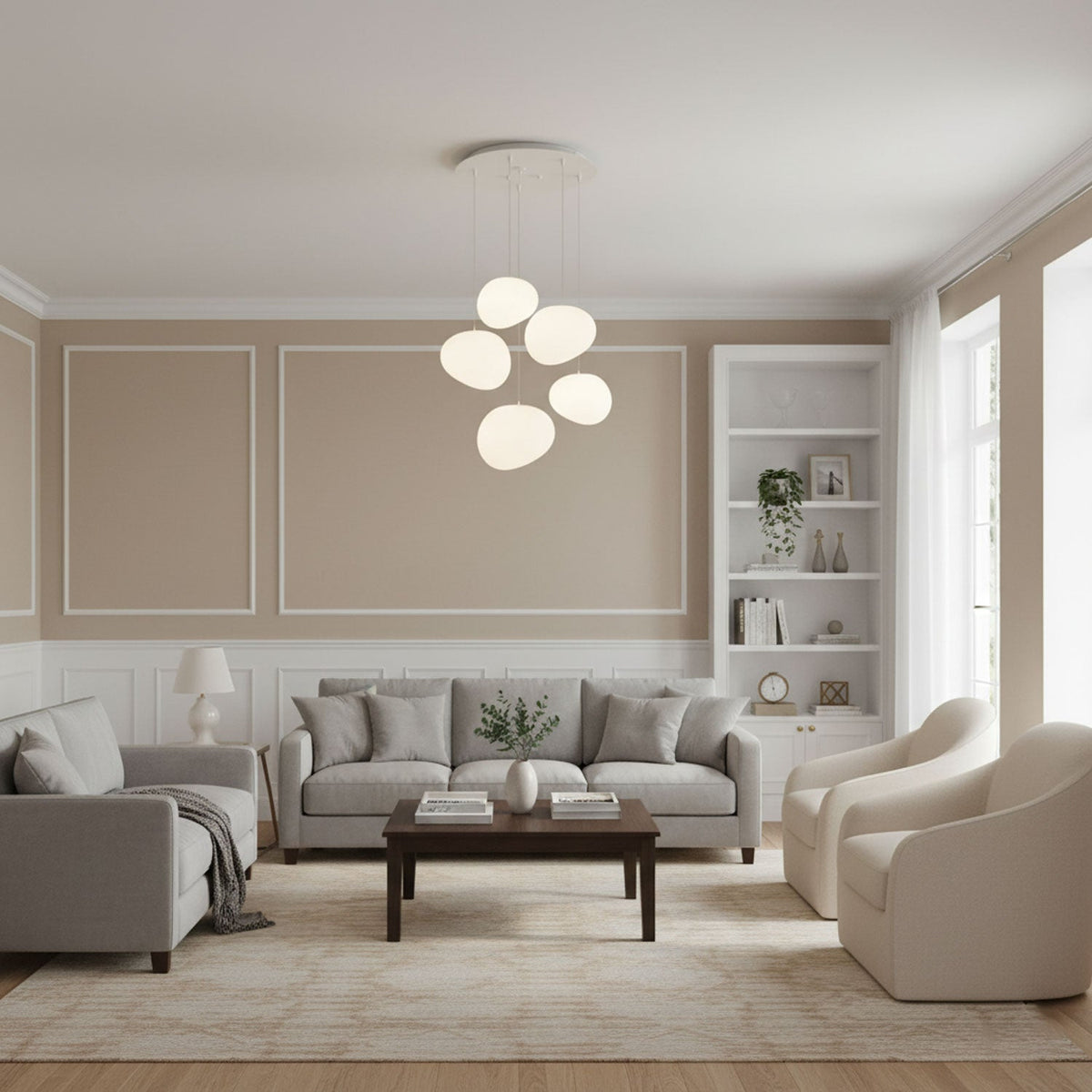 Pebble Glow LED Pendant Light – Sculptural Glass Chandelier for Dining & Living