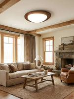 Pebble Walnut Wood LED Flush Mount Ceiling Light for Modern Interiors
