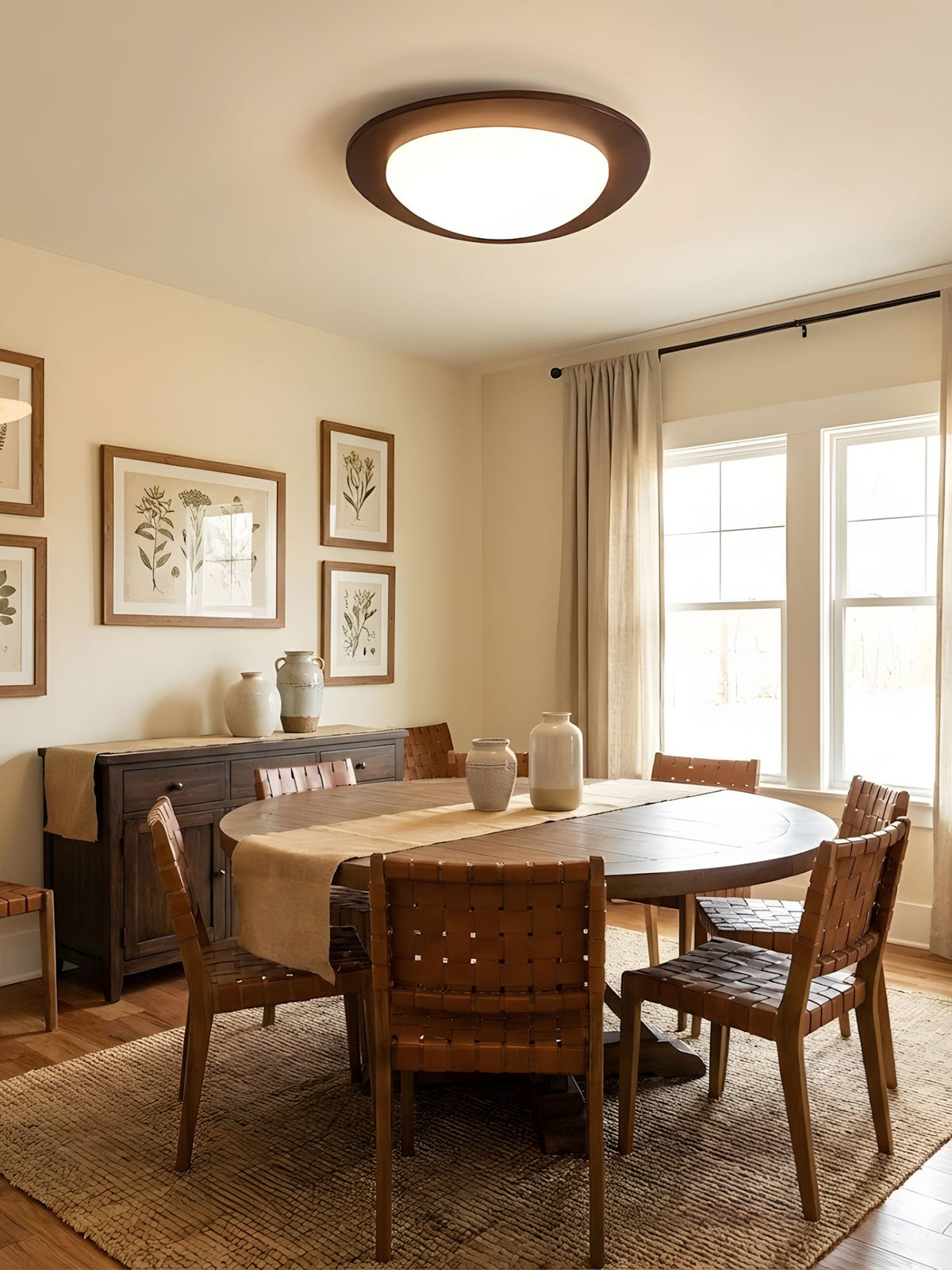 Pebble Walnut Wood LED Flush Mount Ceiling Light for Modern Interiors