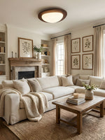 Pebble Walnut Wood LED Flush Mount Ceiling Light for Modern Interiors