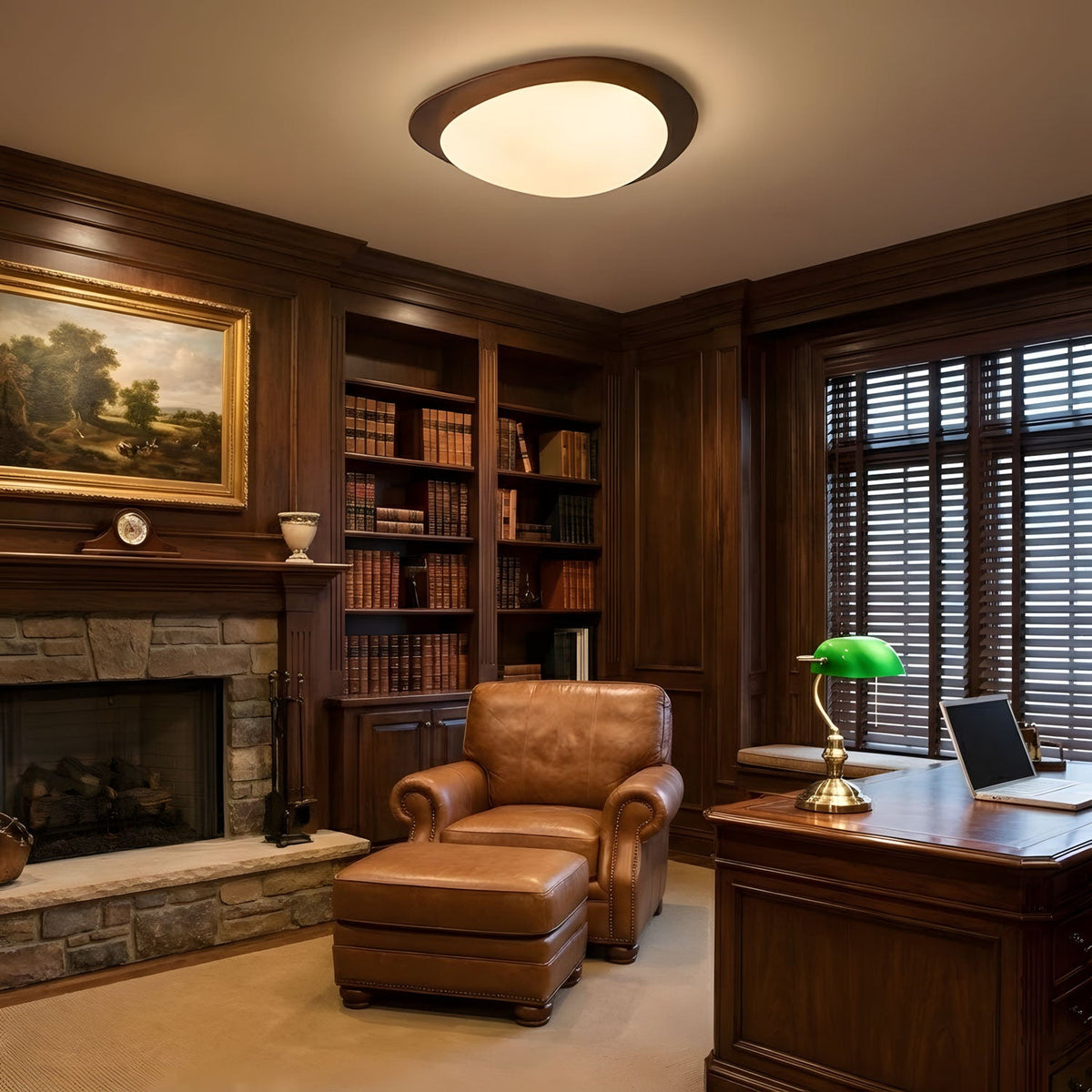 Pebble Walnut Wood LED Flush Mount Ceiling Light for Modern Interiors