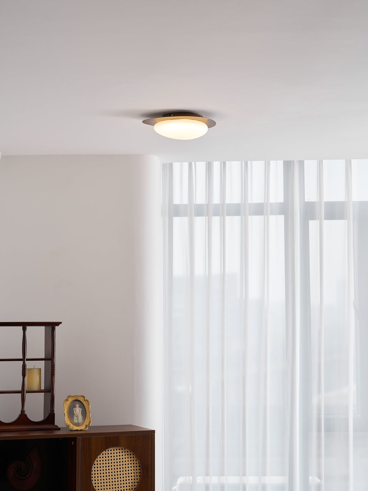 Pebble Flush Mount Ceiling Light with Walnut Grain Finish