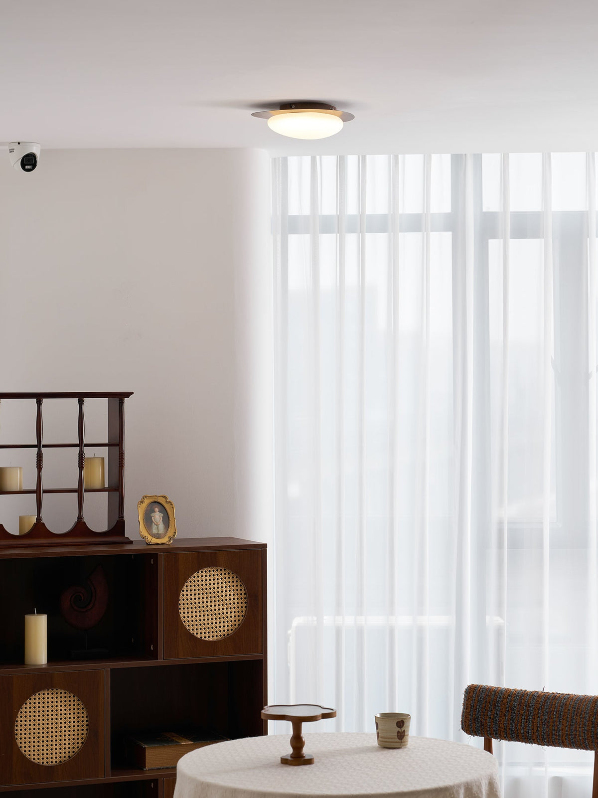 Pebble Flush Mount Ceiling Light with Walnut Grain Finish