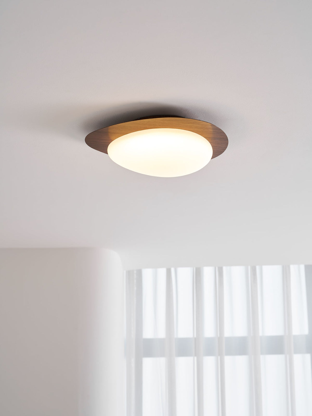 Pebble Flush Mount Ceiling Light with Walnut Grain Finish