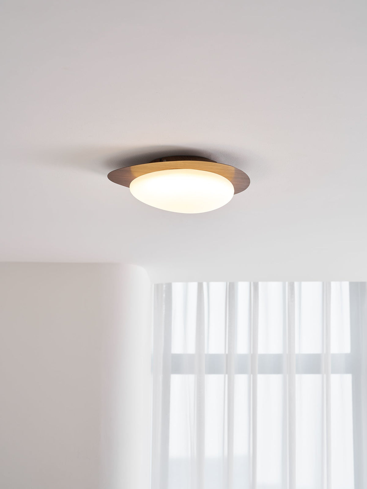 Pebble Flush Mount Ceiling Light with Walnut Grain Finish