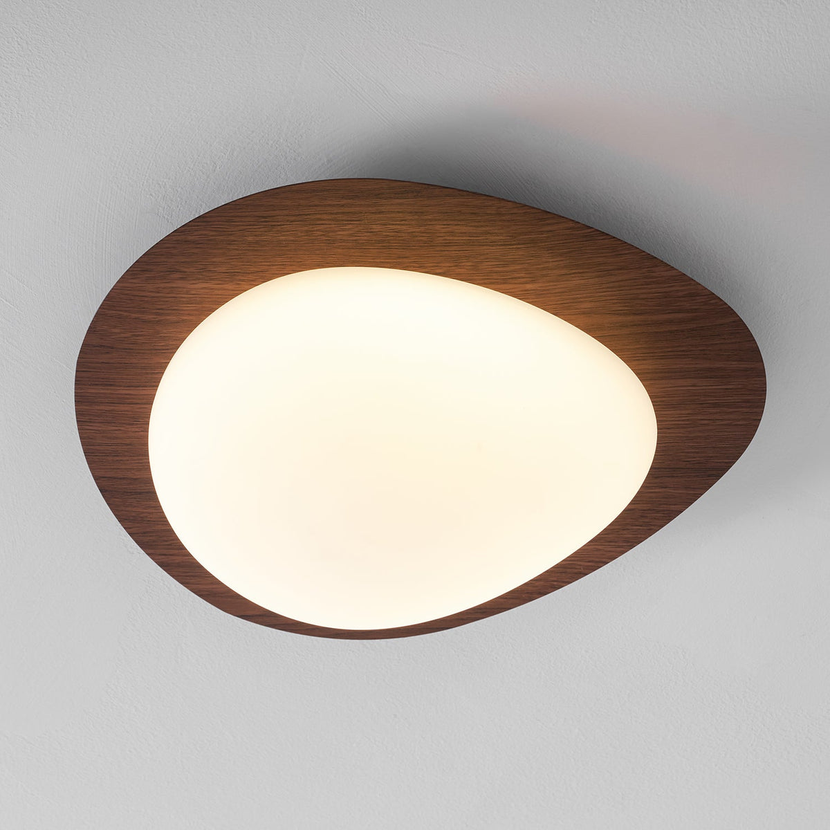 Pebble Flush Mount Ceiling Light with Walnut Grain Finish