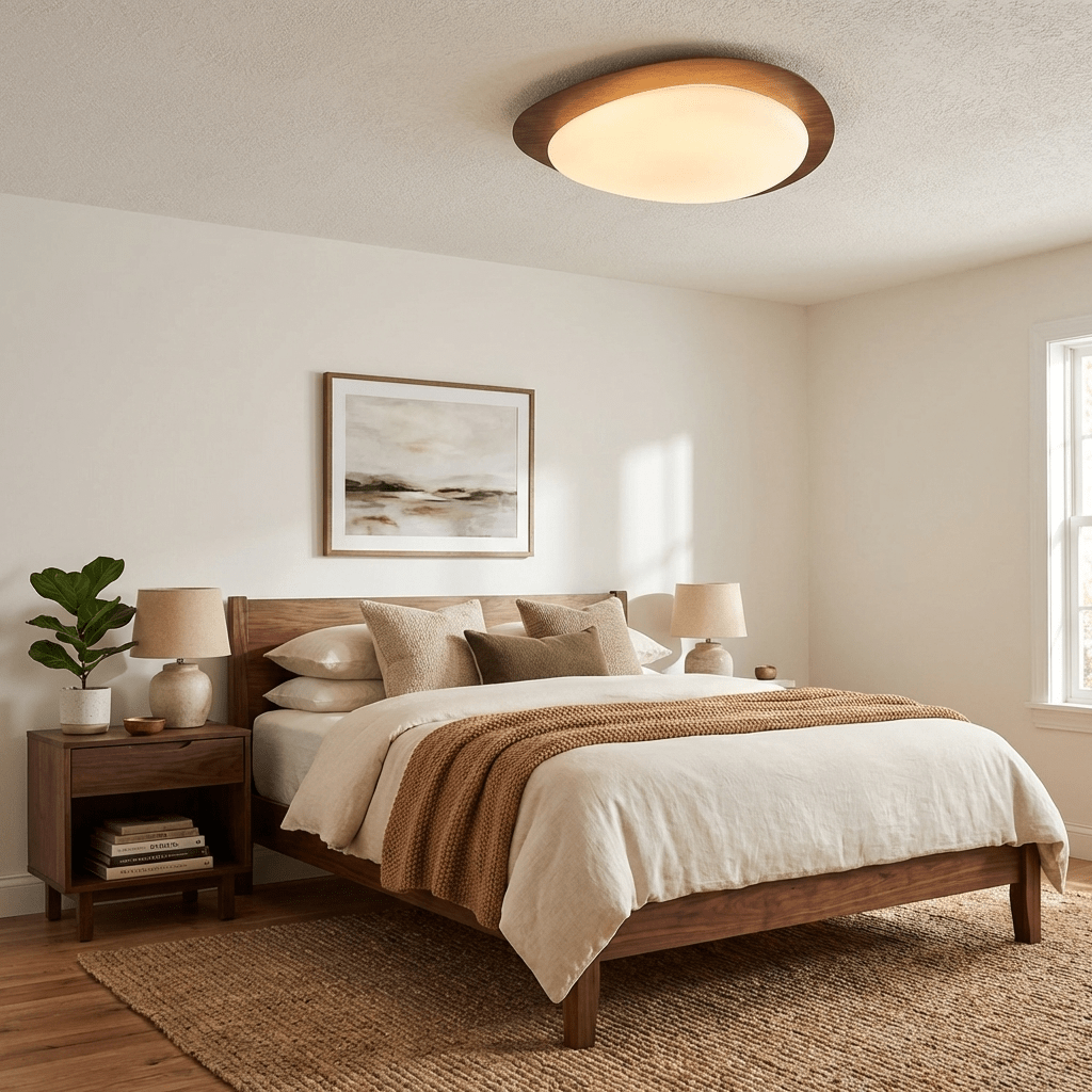 Pebble Flush Mount Ceiling Light with Walnut Grain Finish