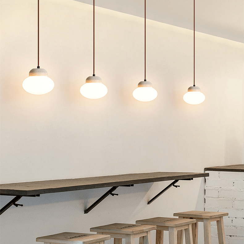 Pebble Sphere Travertine Pendant Light – Organic Modern Hanging Lamp