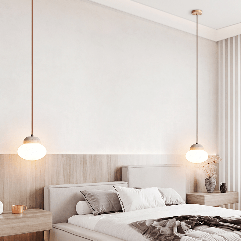 Pebble Sphere Travertine Pendant Light – Organic Modern Hanging Lamp