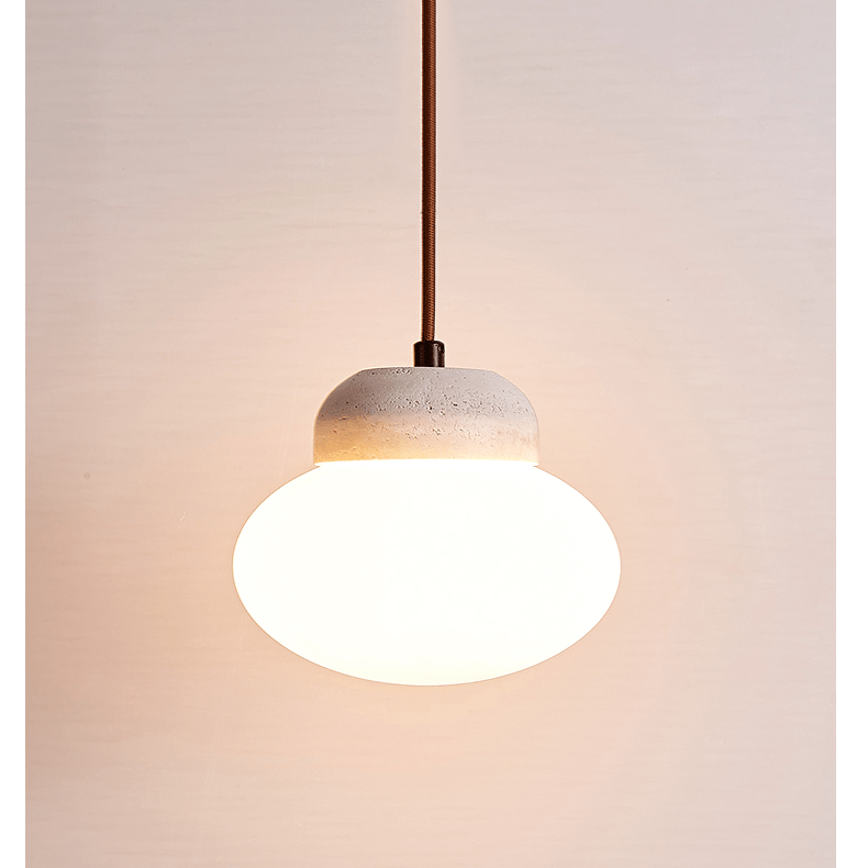 Pebble Sphere Travertine Pendant Light – Organic Modern Hanging Lamp