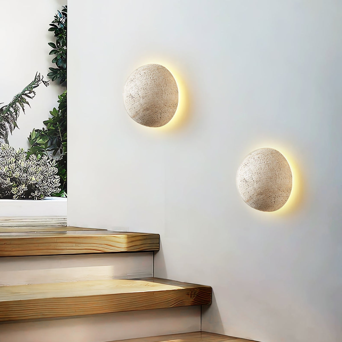 Pebble Stone Wall Sconce in Yellow Travertine | Organic Modern LED Wall Light