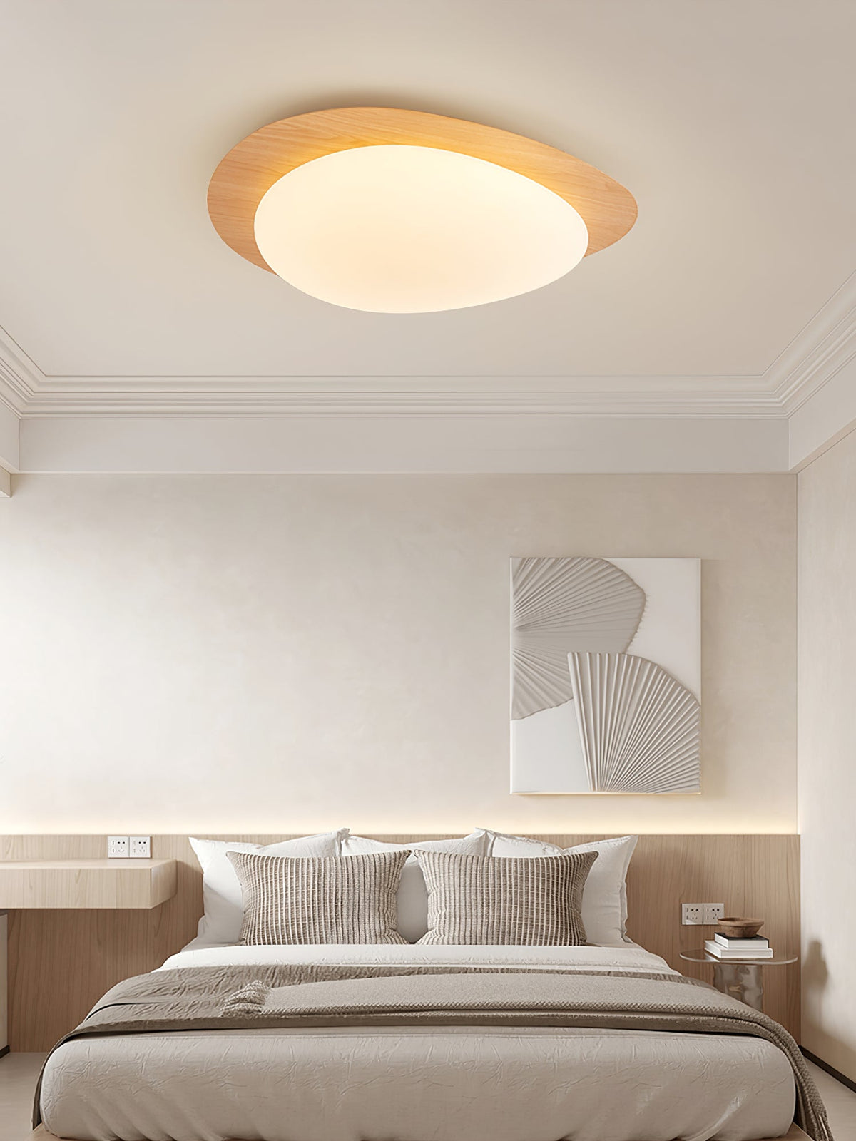 Pebble Flush Mount Ceiling Light with Walnut Grain Finish