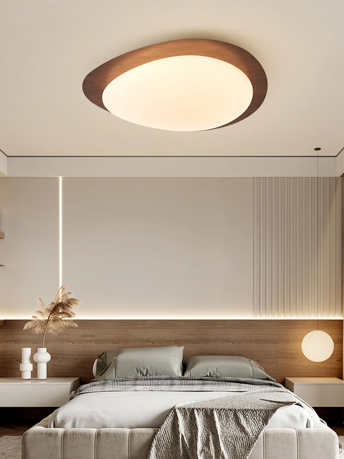 Pebble Flush Mount Ceiling Light with Walnut Grain Finish