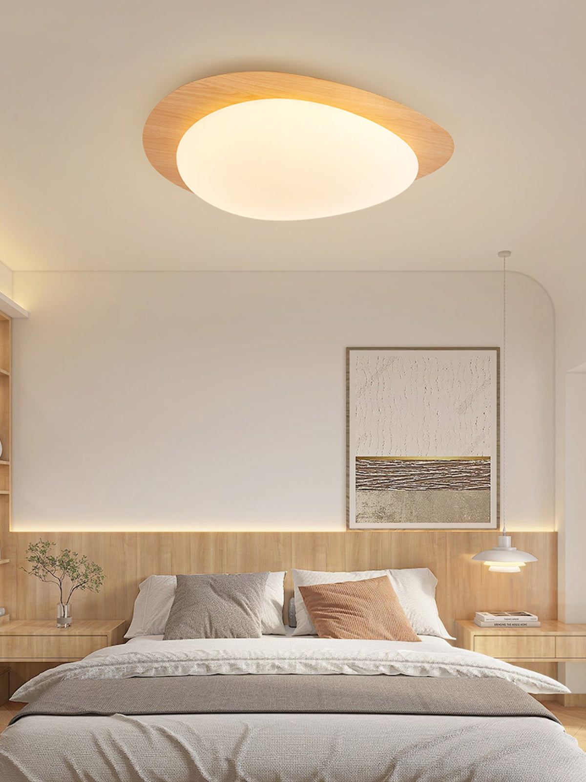 Pebble Flush Mount Ceiling Light with Walnut Grain Finish