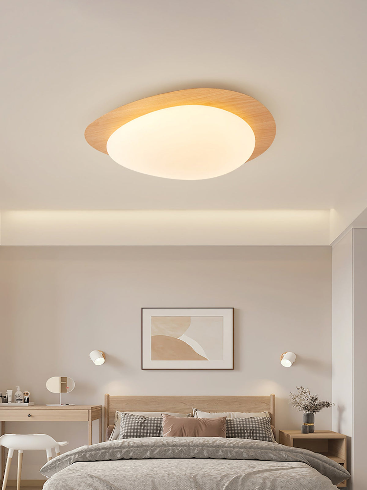 Pebble Flush Mount Ceiling Light with Walnut Grain Finish
