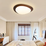 Pebble Walnut Wood LED Flush Mount Ceiling Light for Modern Interiors