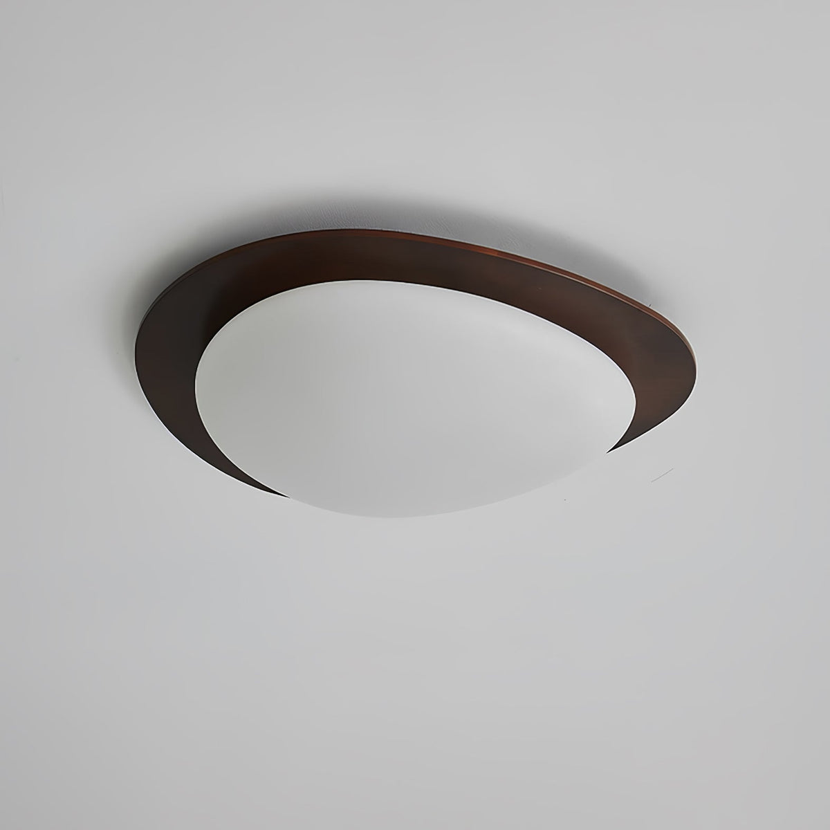 Pebble Walnut Wood LED Flush Mount Ceiling Light for Modern Interiors