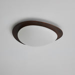 Pebble Walnut Wood LED Flush Mount Ceiling Light for Modern Interiors