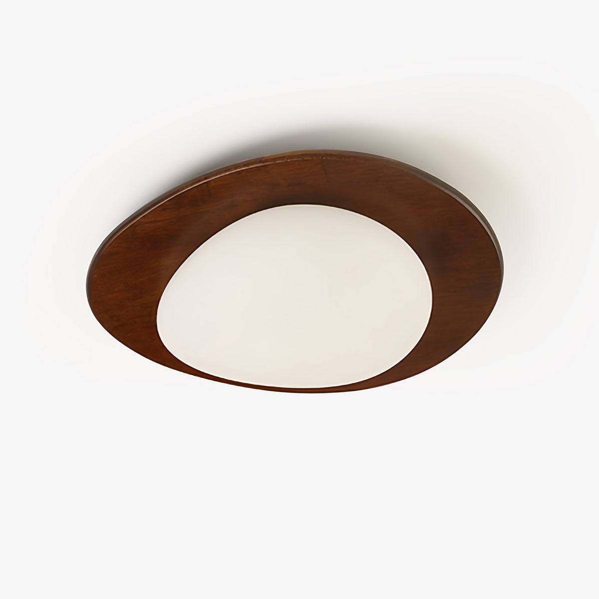 Pebble Walnut Wood LED Flush Mount Ceiling Light for Modern Interiors