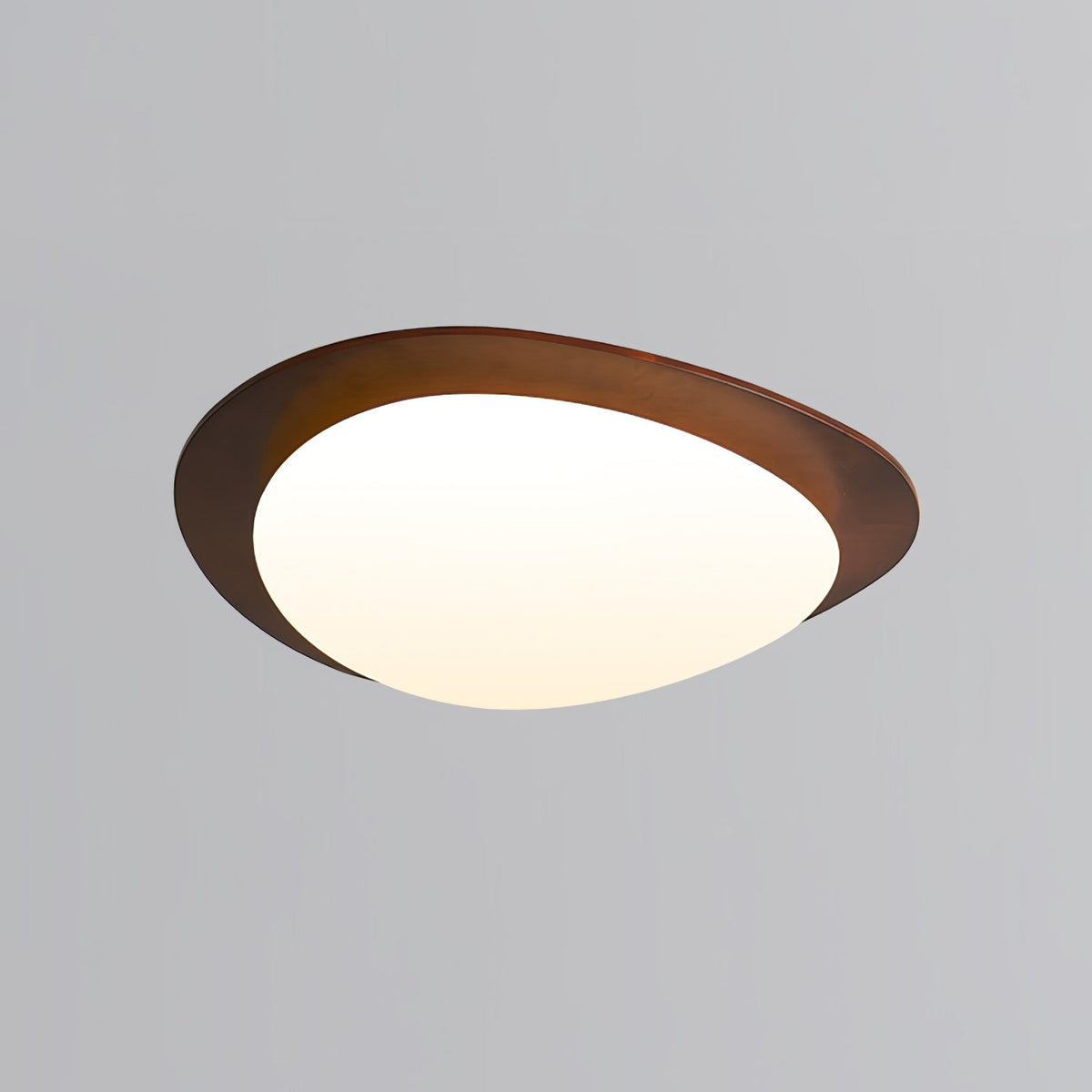Pebble Walnut Wood LED Flush Mount Ceiling Light for Modern Interiors