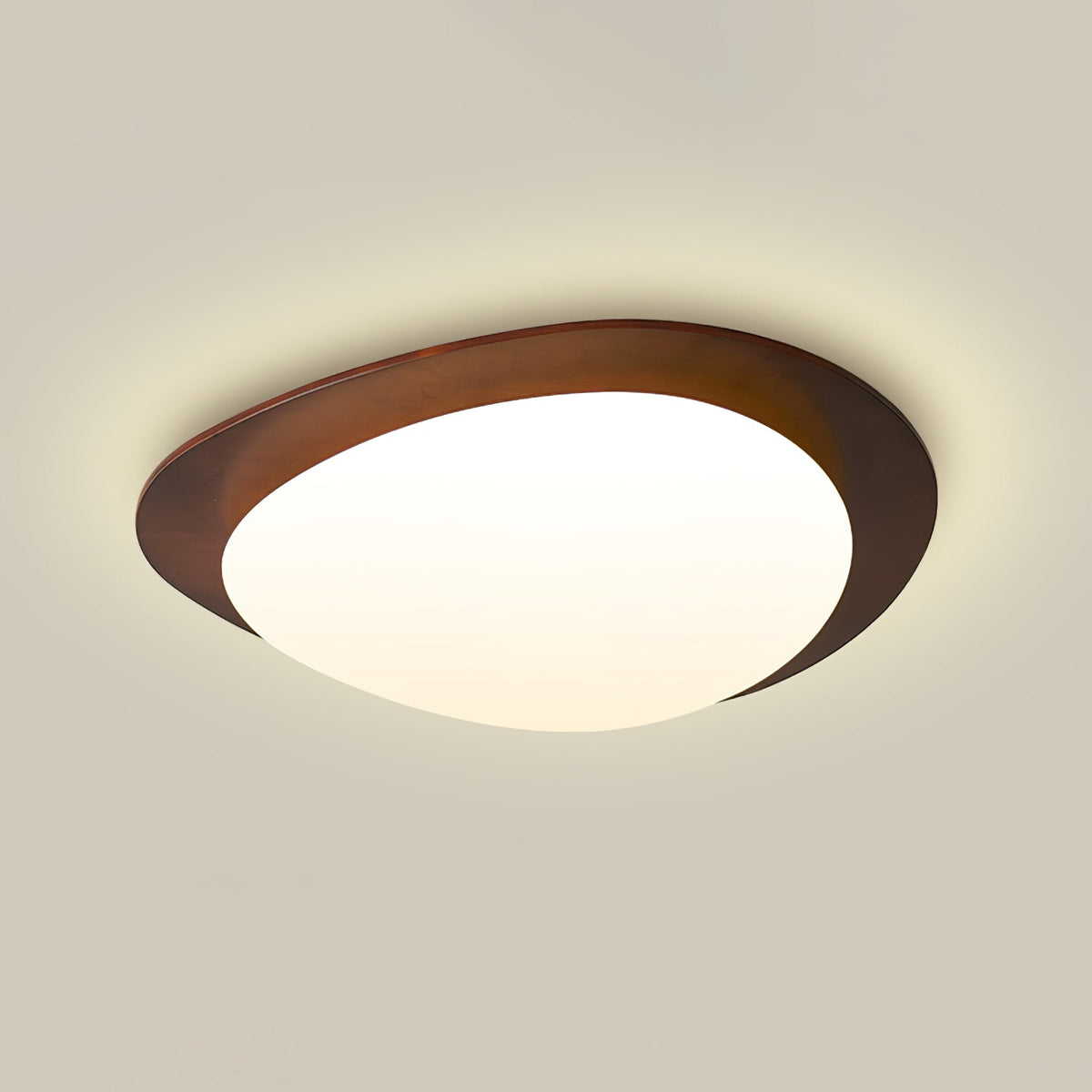 Pebble Walnut Wood LED Flush Mount Ceiling Light for Modern Interiors