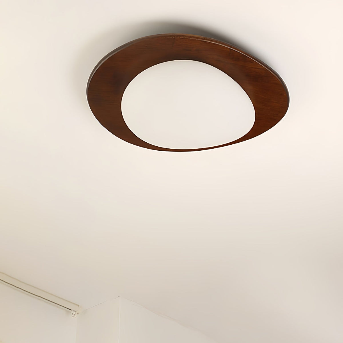 Pebble Walnut Wood LED Flush Mount Ceiling Light for Modern Interiors