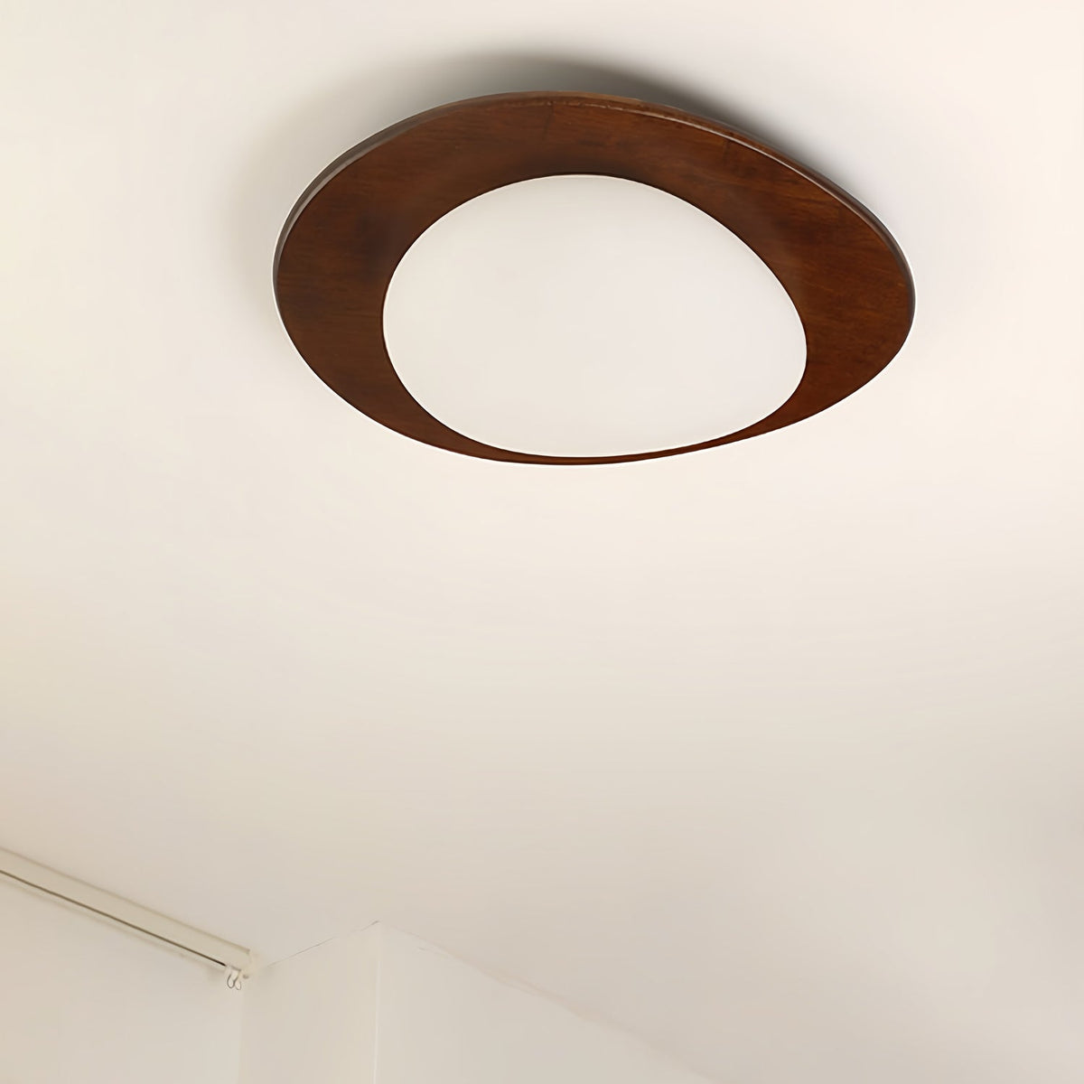 Pebble Walnut Wood LED Flush Mount Ceiling Light for Modern Interiors