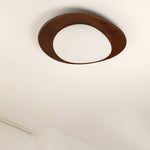 Pebble Walnut Wood LED Flush Mount Ceiling Light for Modern Interiors