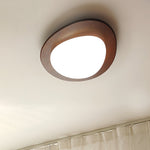 Pebble Walnut Wood LED Flush Mount Ceiling Light for Modern Interiors