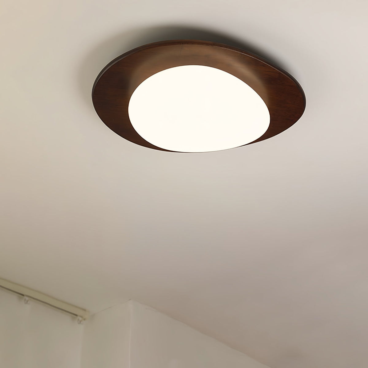 Pebble Walnut Wood LED Flush Mount Ceiling Light for Modern Interiors