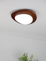 Pebble Walnut Wood LED Flush Mount Ceiling Light for Modern Interiors