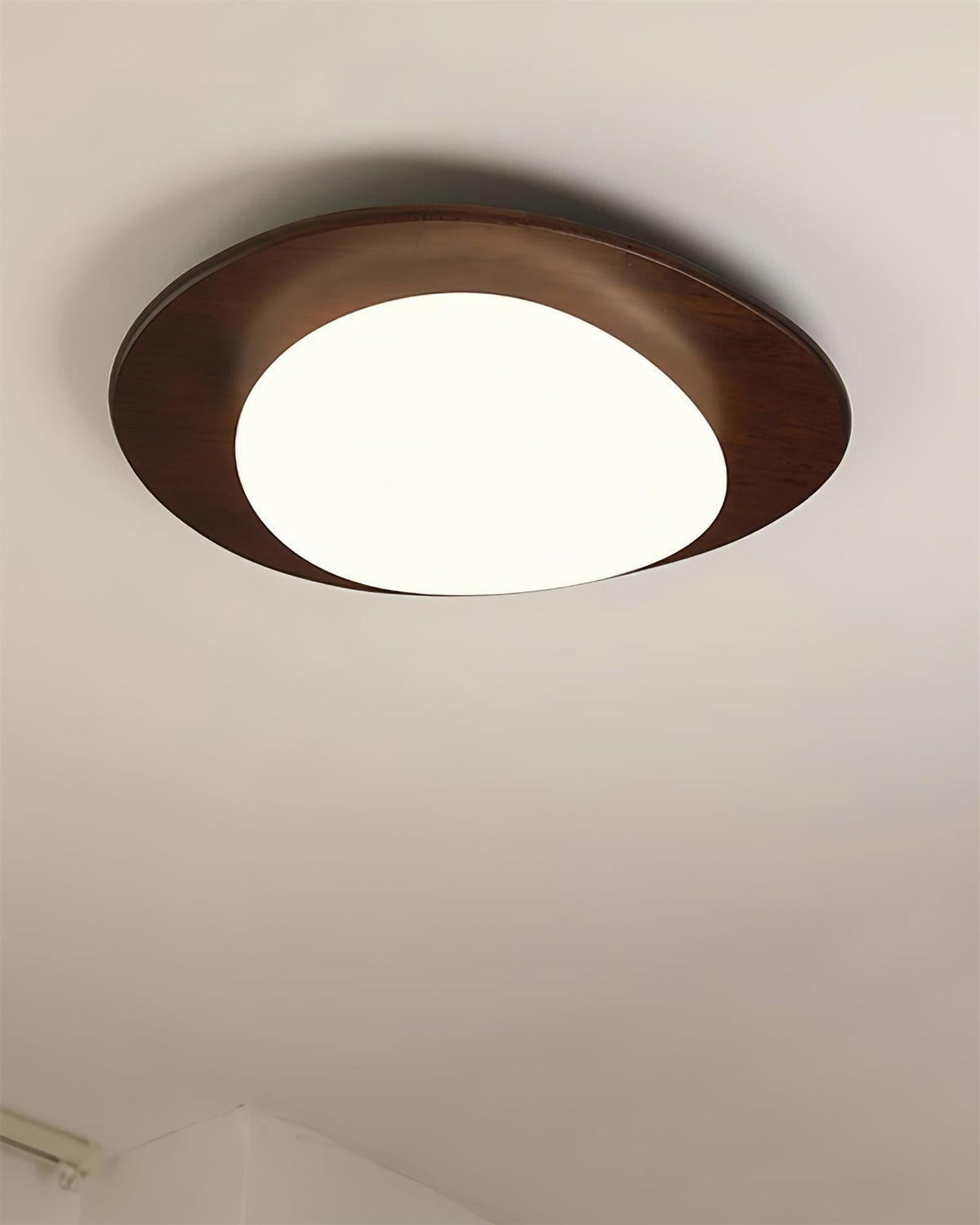 Pebble Walnut Wood LED Flush Mount Ceiling Light for Modern Interiors