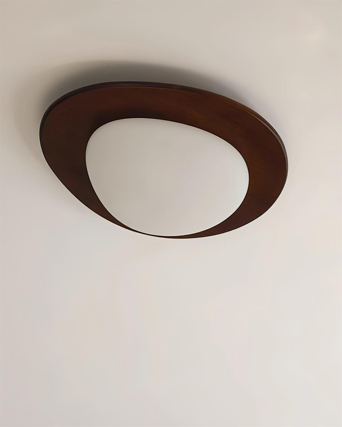 Pebble Walnut Wood LED Flush Mount Ceiling Light for Modern Interiors