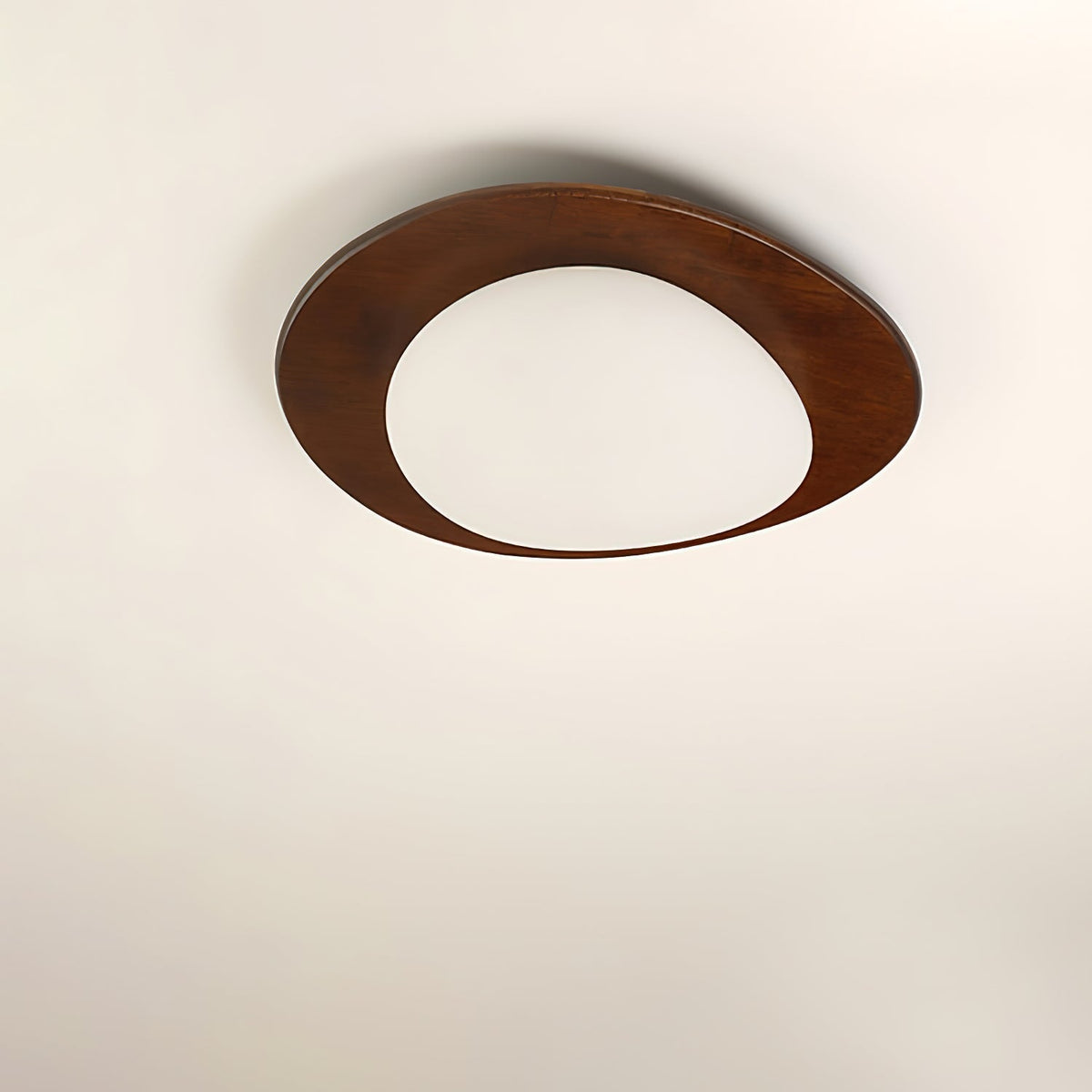 Pebble Walnut Wood LED Flush Mount Ceiling Light for Modern Interiors