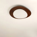 Pebble Walnut Wood LED Flush Mount Ceiling Light for Modern Interiors