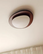 Pebble Walnut Wood LED Flush Mount Ceiling Light for Modern Interiors
