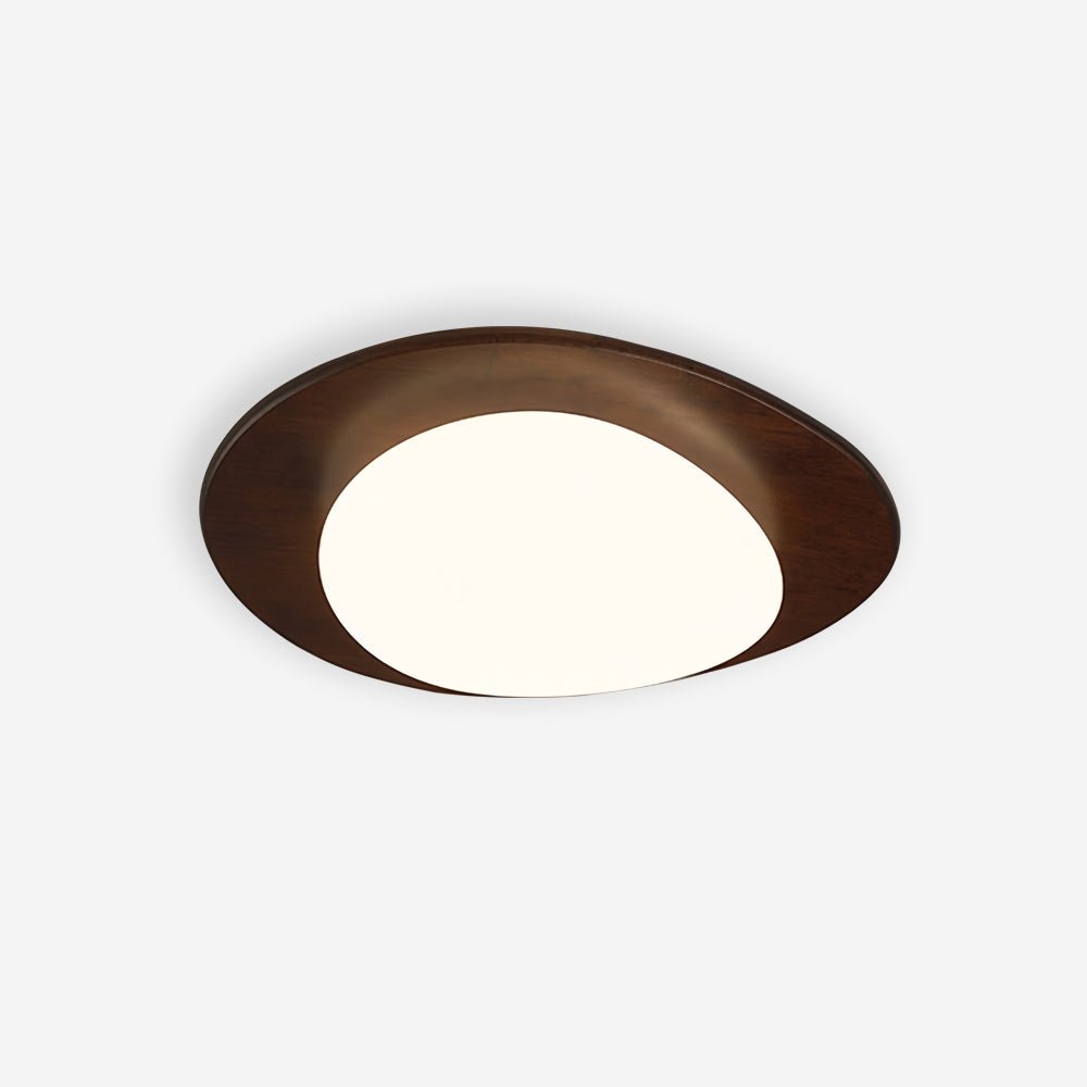 Pebble Walnut Wood LED Flush Mount Ceiling Light for Modern Interiors