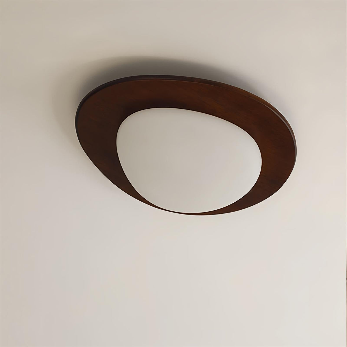 Pebble Walnut Wood LED Flush Mount Ceiling Light for Modern Interiors
