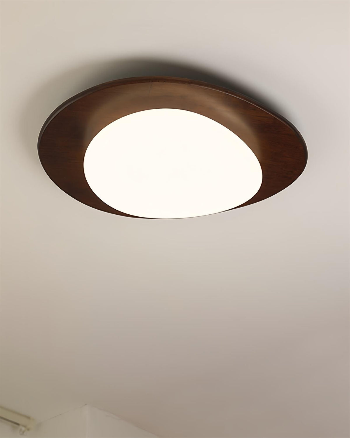 Pebble Walnut Wood LED Flush Mount Ceiling Light for Modern Interiors