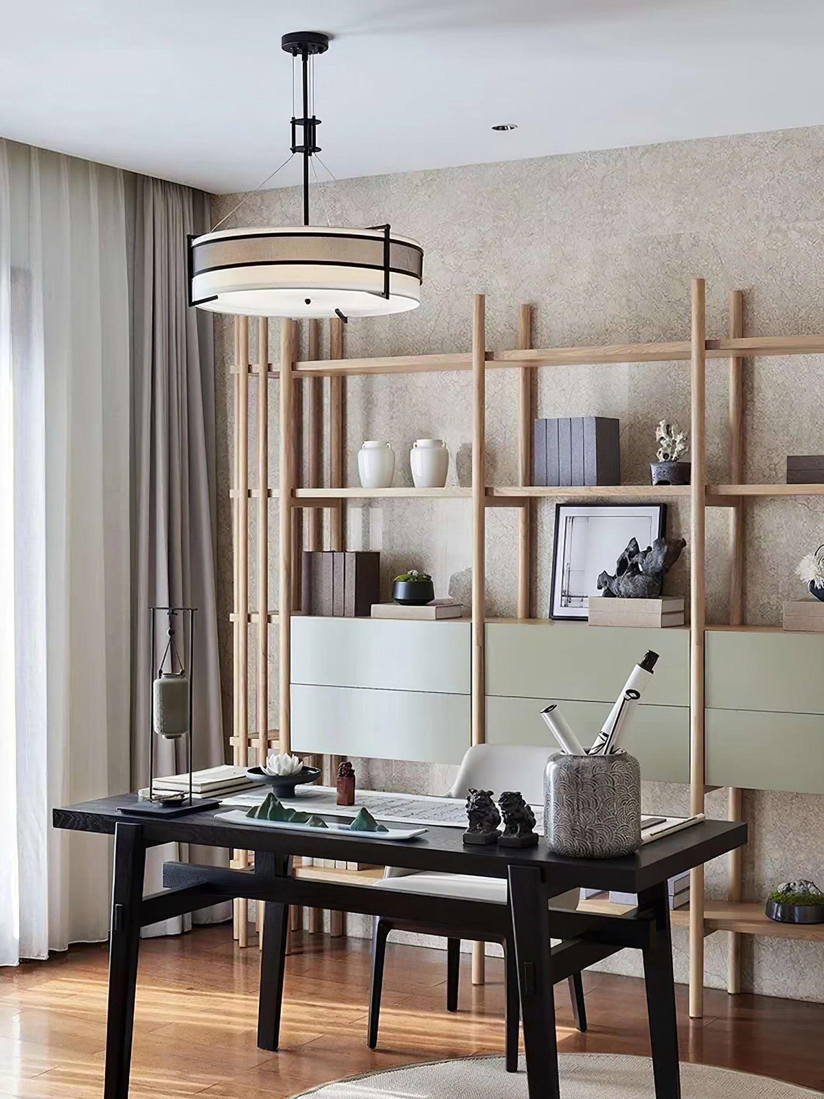 Pedesina Modern Black Mesh LED Chandelier for Dining Room