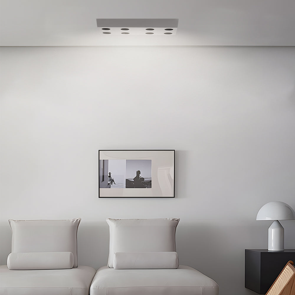 Peg Rectangular 6 8 Light White Led Flush Mount Light