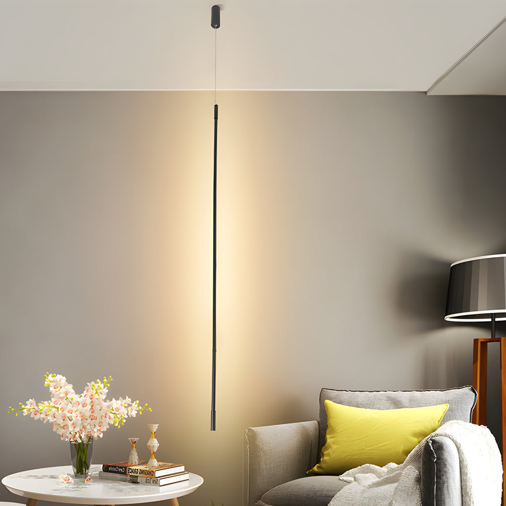 Black Long Vertical Linear Led Pendant Light