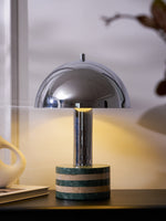 Luno Chrome Table Lamp with Green Marble Base – Modern Designer Desk Light
