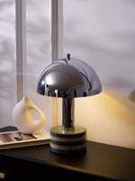 Luno Chrome Table Lamp with Green Marble Base – Modern Designer Desk Light